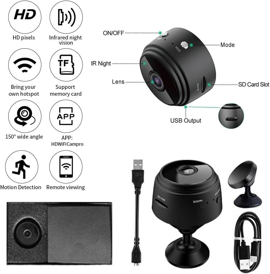 Cameră de securitate pentru interior Veyra Mini Compact cu Wi-Fi | Lersk