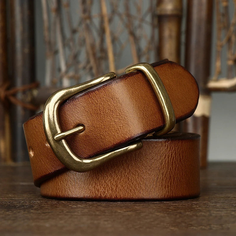 Torin Full-Grain Leather Belt With Brass Buckle Everyday | Lersk
