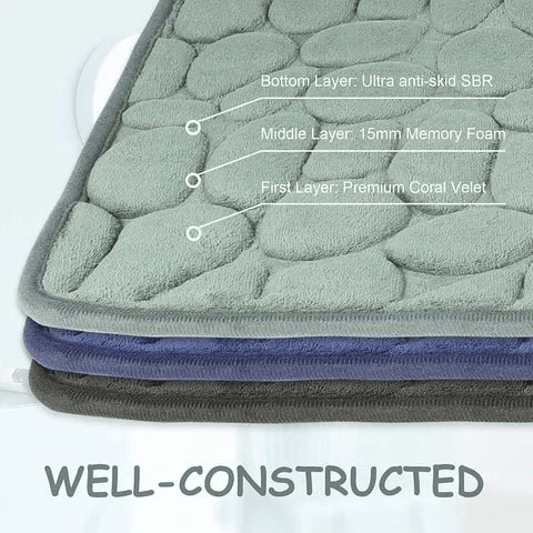 Cobblestone Embossed Bath Mat For Family Safe Absorbent Comfort | Lersk