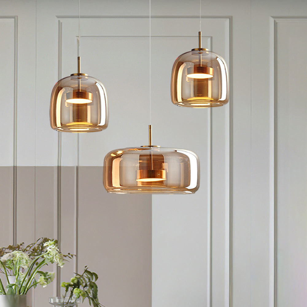 Suspension LED vintage AuroraGold avec pendentif en verre doré | Lersk