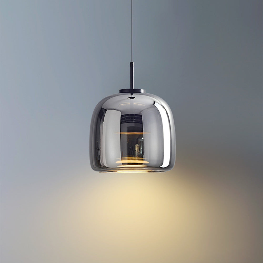 Marisol Retro LED Pendelleuchte Gold Bernsteinfarbenes Glas Schlafzimmer | Lersk
