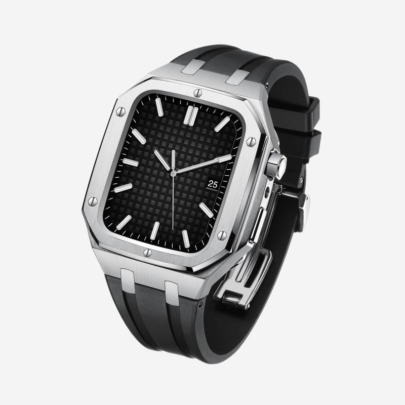 Velori | Sada pro úpravu s silikonovým páskem a pouzdrem z nerezové oceli pro Apple Watch | Lersk
