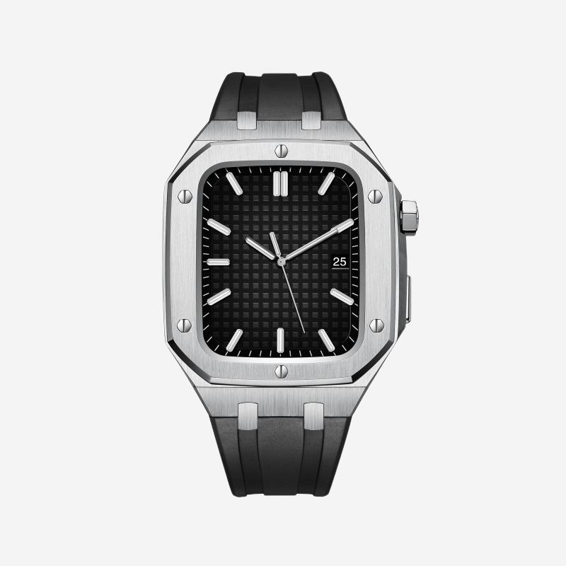 Velori | Sada pro úpravu s silikonovým páskem a pouzdrem z nerezové oceli pro Apple Watch | Lersk