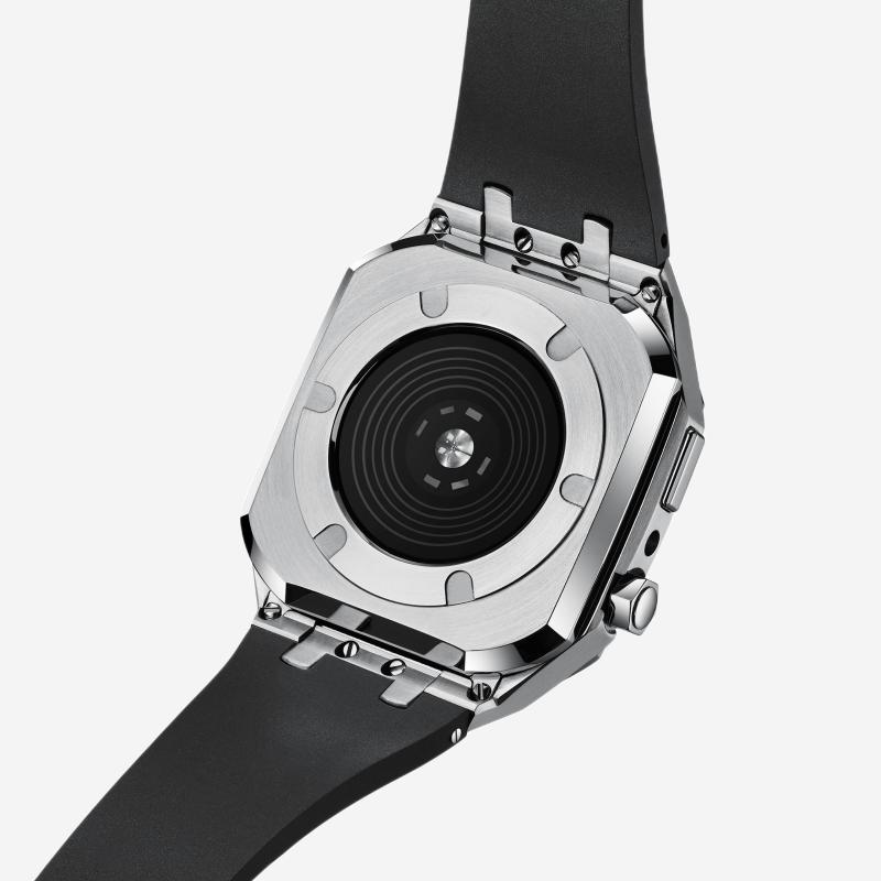 Velori | Sada pro úpravu s silikonovým páskem a pouzdrem z nerezové oceli pro Apple Watch | Lersk