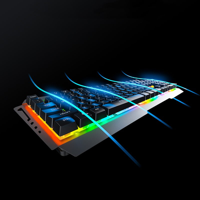 Teclado mecánico metálico y conjunto de ratón para juegos y uso en PC de escritorio con construcción duradera | Lersk