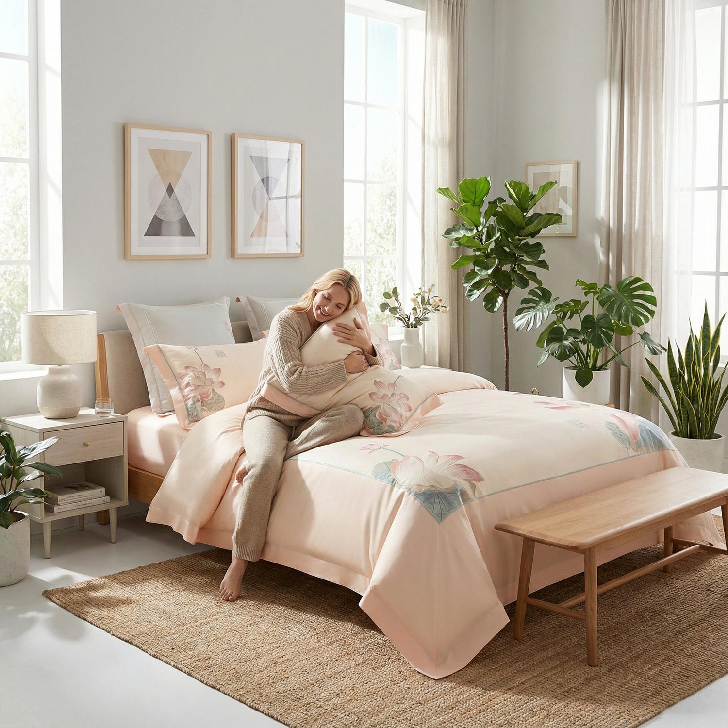 Set de lenjerie de pat Aurelia cu design elegant brodat | Lersk