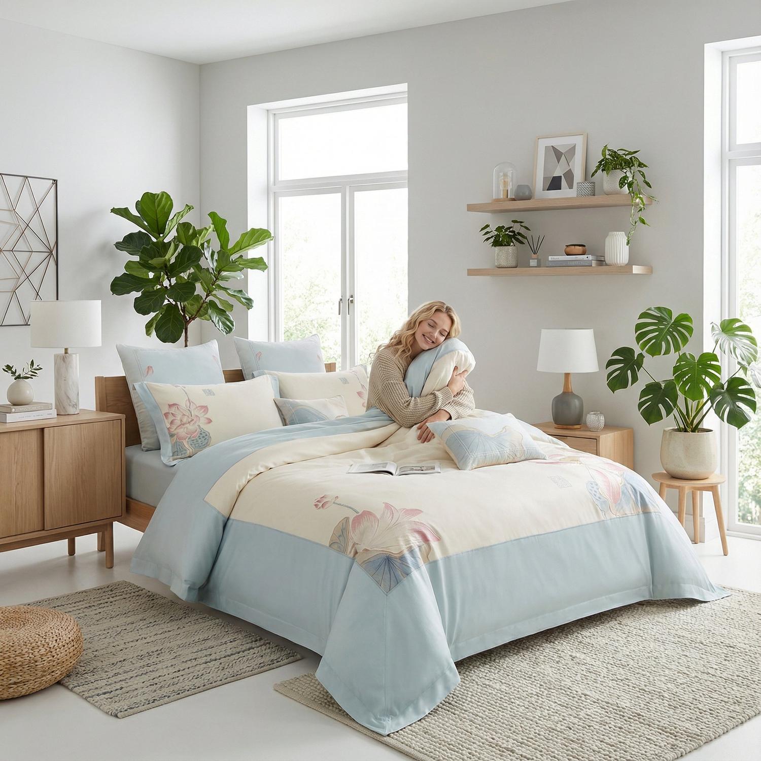 Set de lenjerie de pat Aurelia cu design elegant brodat | Lersk