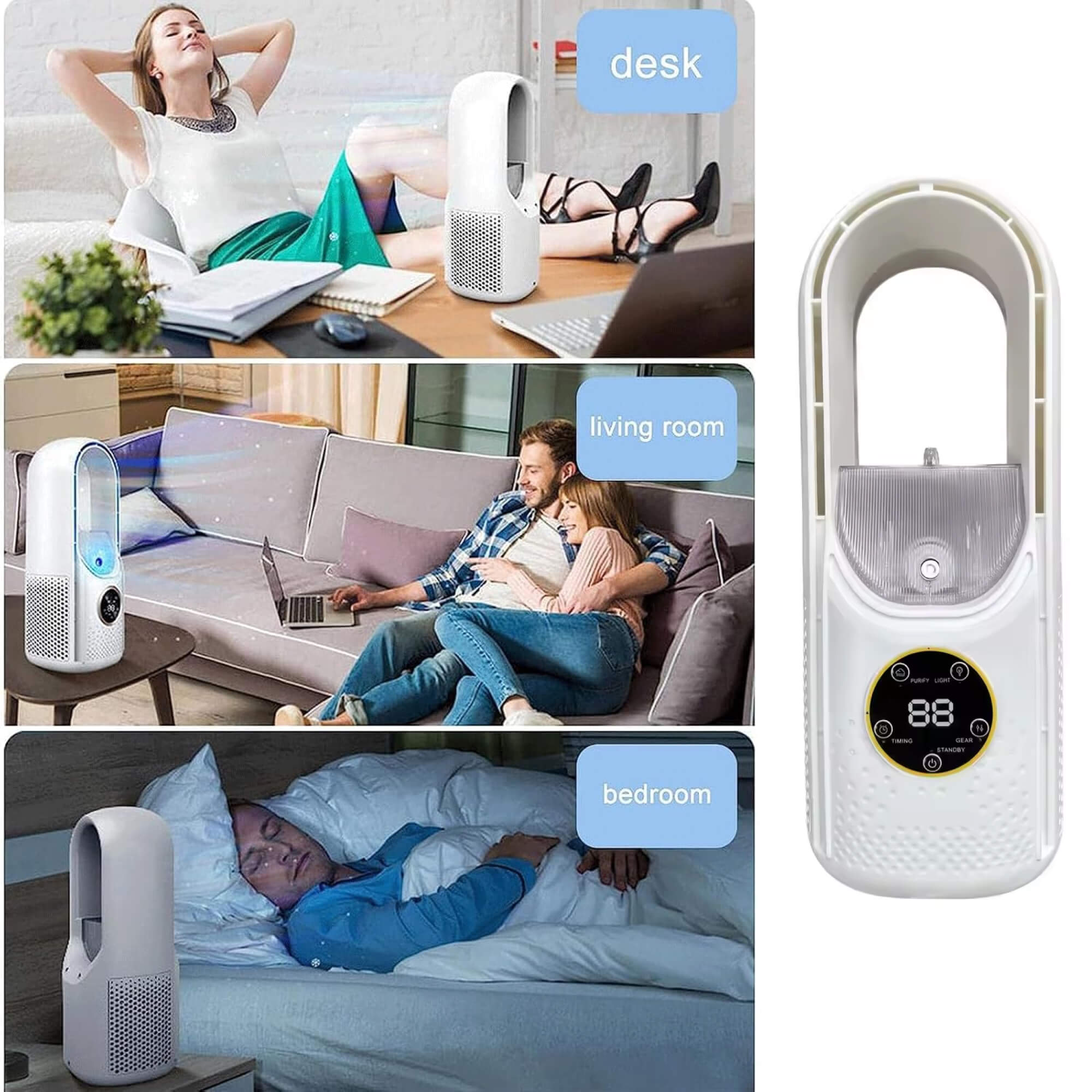 Leiser, bladloser tragbarer Klimagerät: Ergonomisches Design für Zuhause und Büro | Lersk