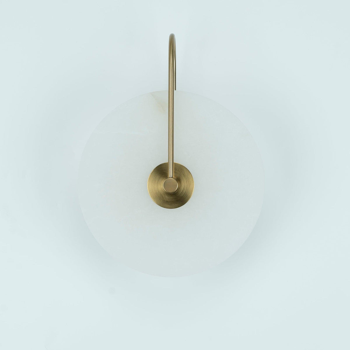 CelesteLume Alabaster LED Disc Sconce with Black Arm