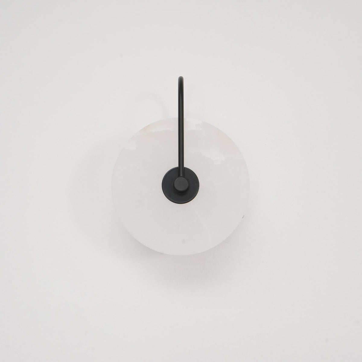 CelesteLume Alabaster LED Disc Sconce with Black Arm
