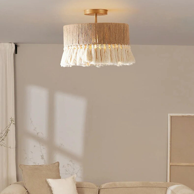 Boho Vintage Twine Fringe Pendant Light | Lersk