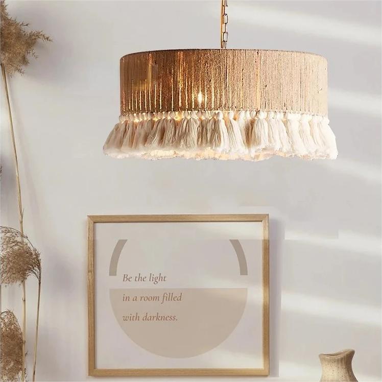 Boho Vintage Twine Fringe Pendant Light | Lersk