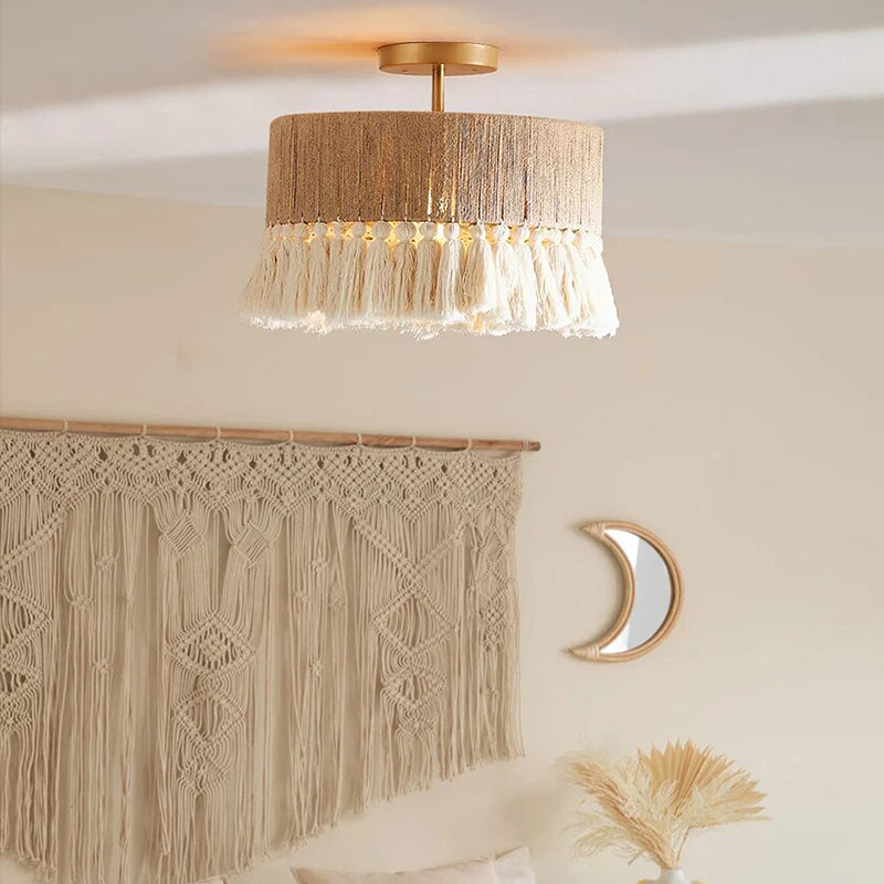Boho Vintage Twine Fringe Pendant Light | Lersk