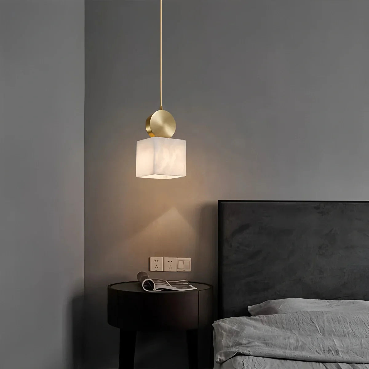 All Copper Geometric Spanish Alabaster Pendant Light | Lersk