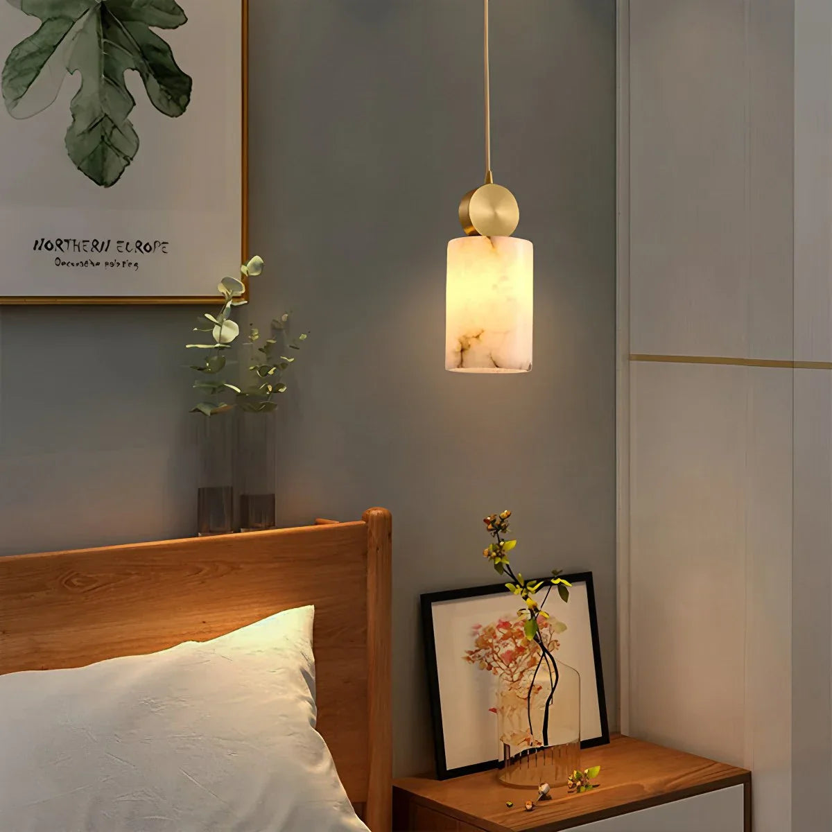 All Copper Geometric Spanish Alabaster Pendant Light | Lersk