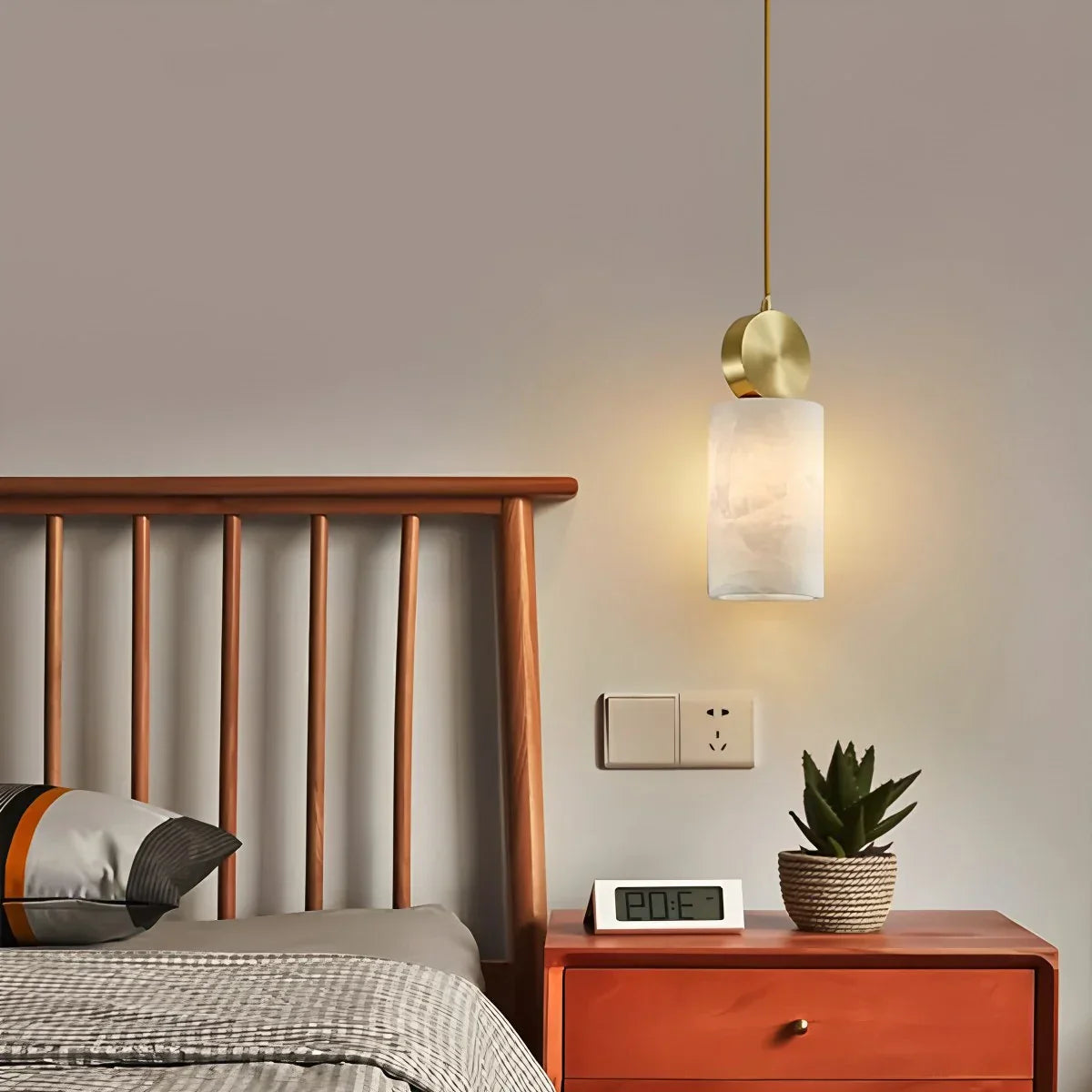 All Copper Geometric Spanish Alabaster Pendant Light | Lersk