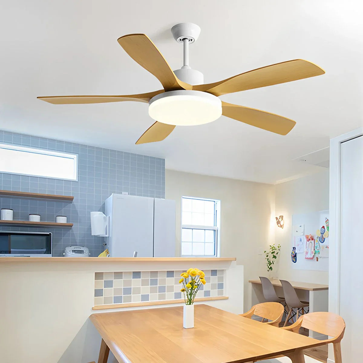 Ventilador de techo de 6 aspas para sala de estar con luz | Lersk