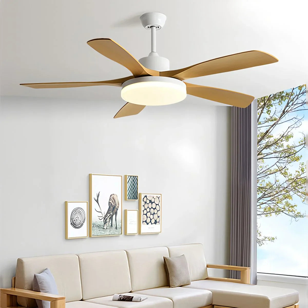 Ventilador de techo de 6 aspas para sala de estar con luz | Lersk