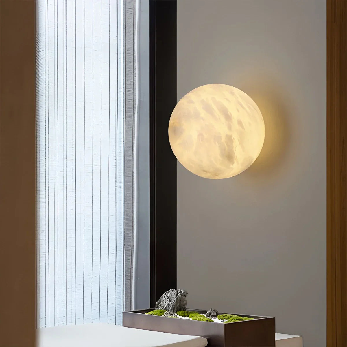 Aplique de pared moderno esférico de alabastro español | Lersk