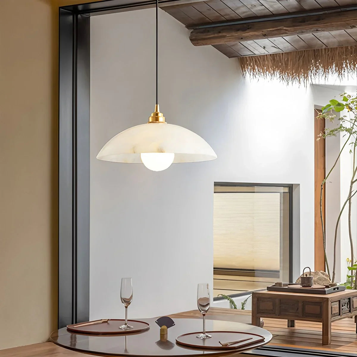 Lámpara colgante Dome Spanish Alabaster para comedor | Lersk