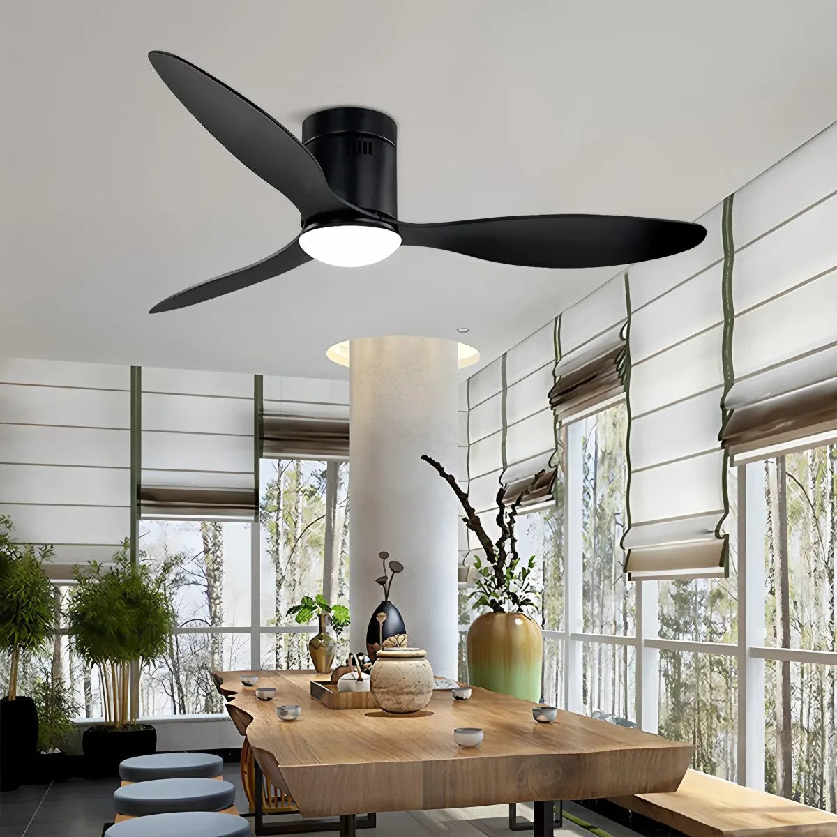 Ventilador de techo moderno de 3 aspas con luz | Lersk