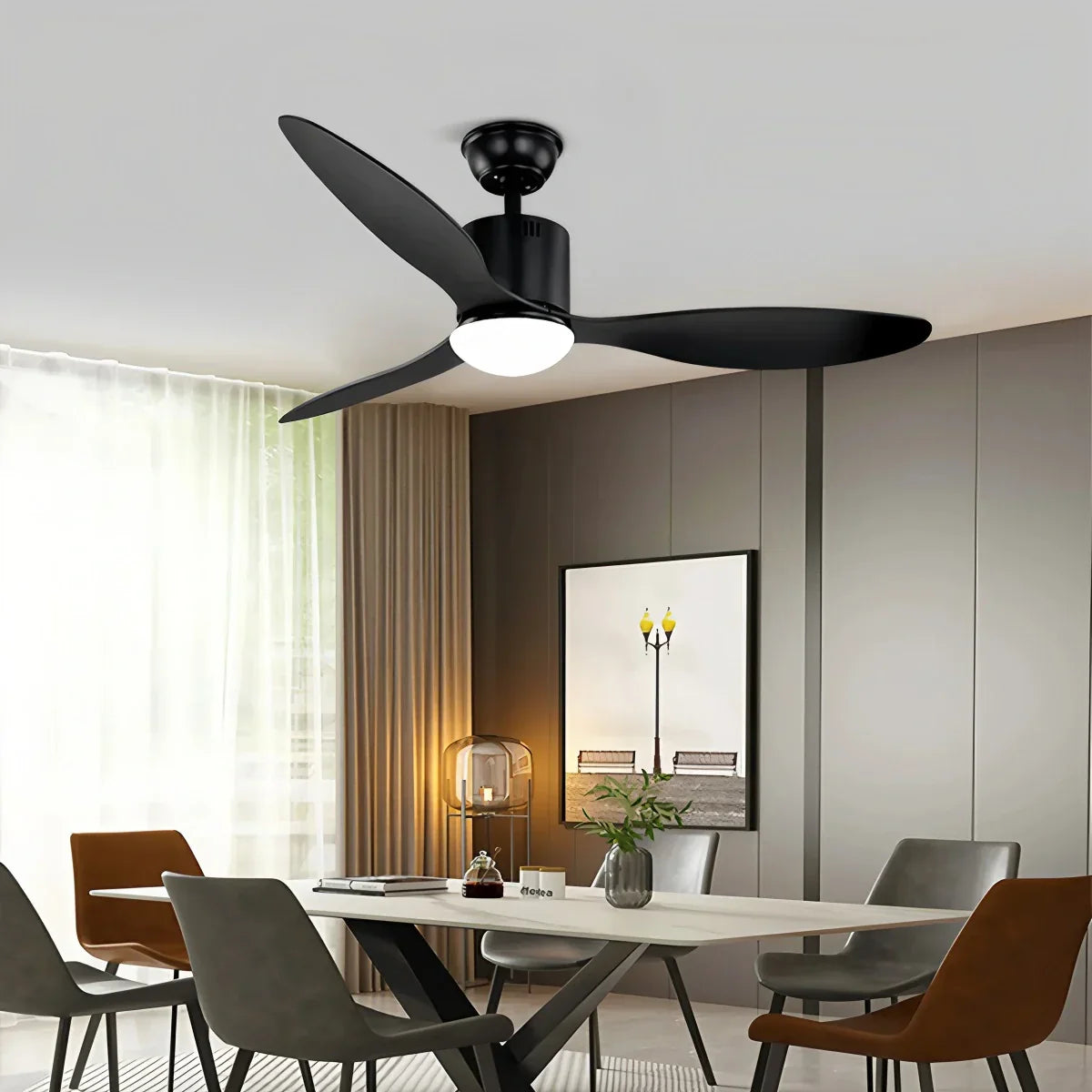 Ventilador de techo moderno de 3 aspas con luz | Lersk