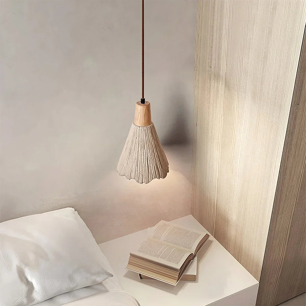 Concrete Pleated Pendant Lamp for Bedroom | Lersk