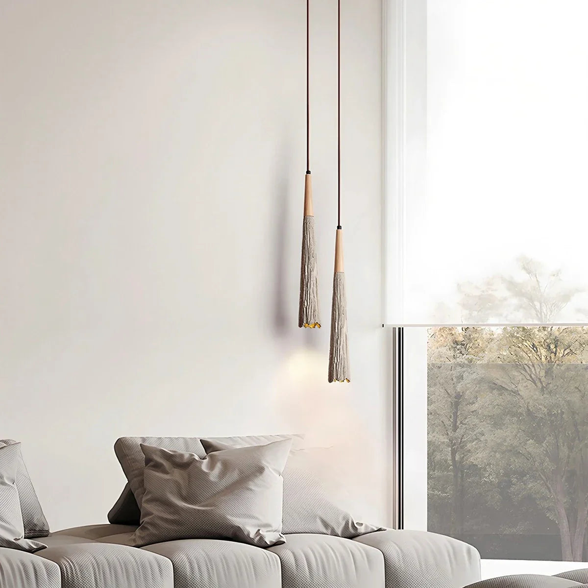 Concrete Pleated Pendant Lamp for Bedroom | Lersk