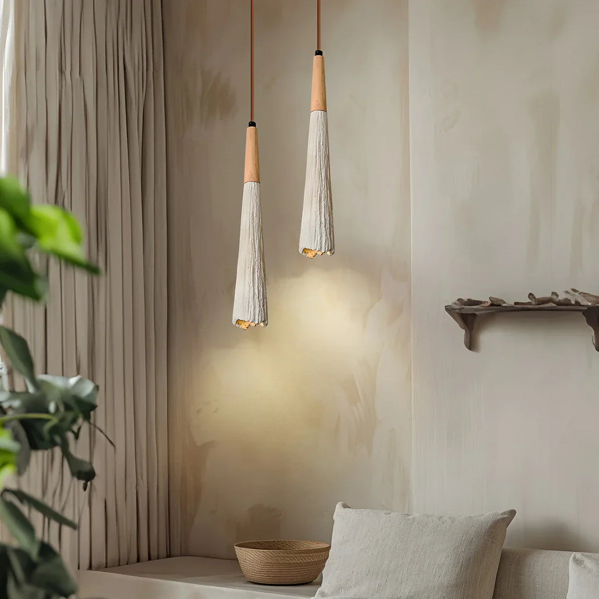 Concrete Pleated Pendant Lamp for Bedroom | Lersk