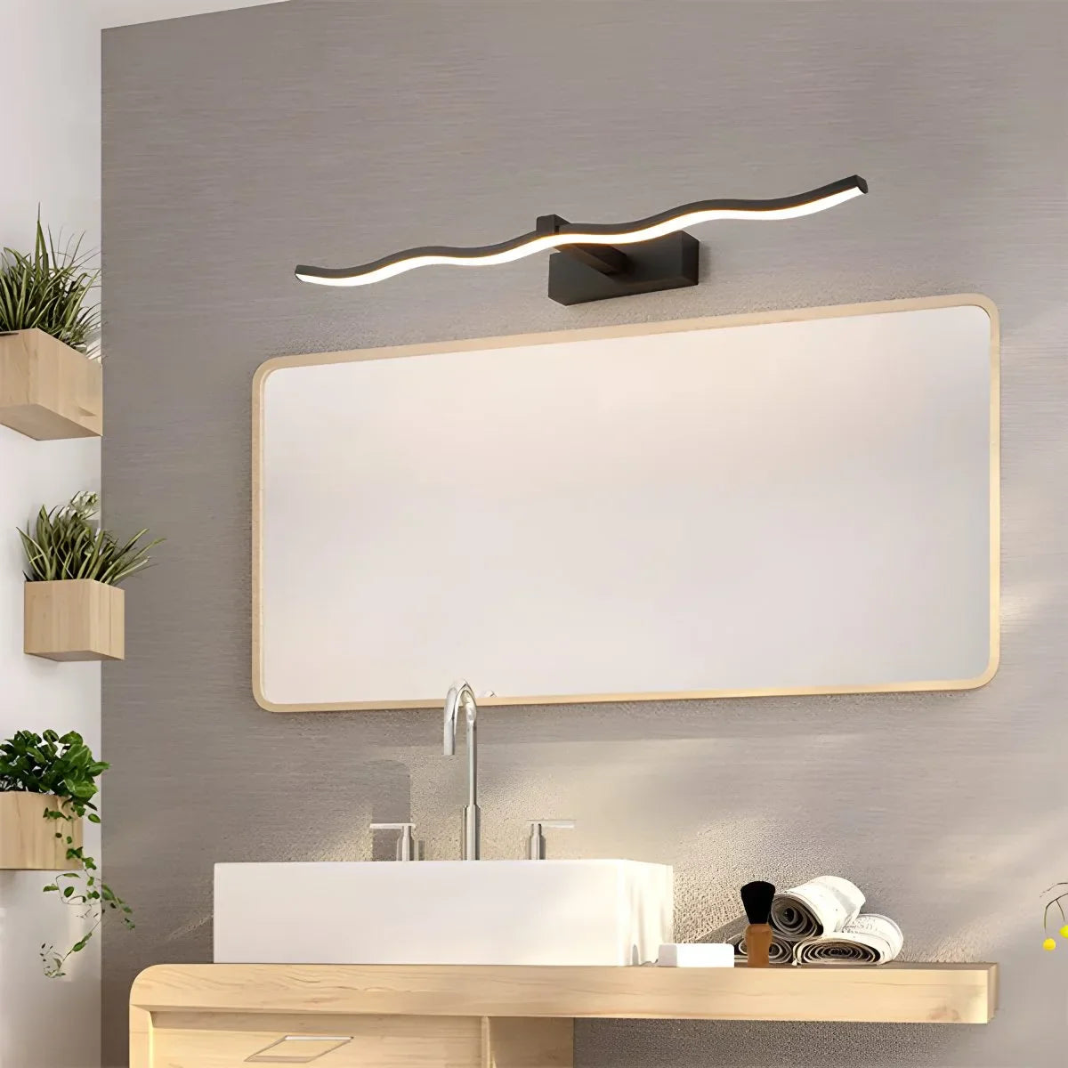 Aplique de pared lineal para baño con espejo | Lersk