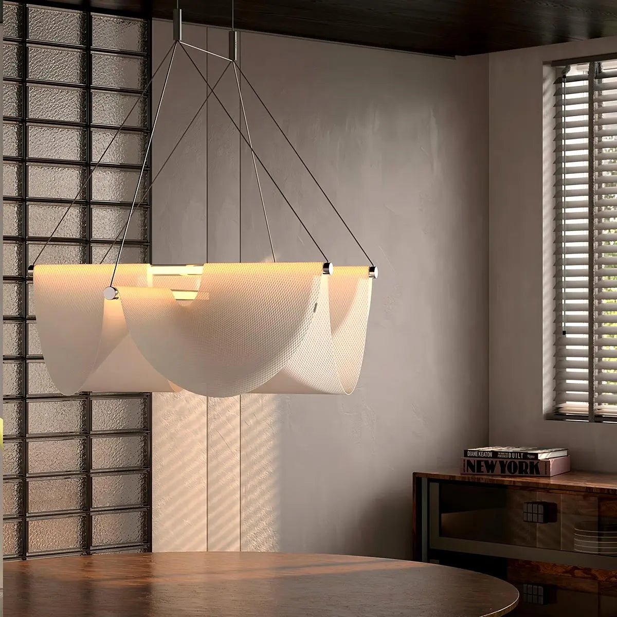 מנורת תלייה לחדר אוכל מבד דרייפ של Moooi | Lersk