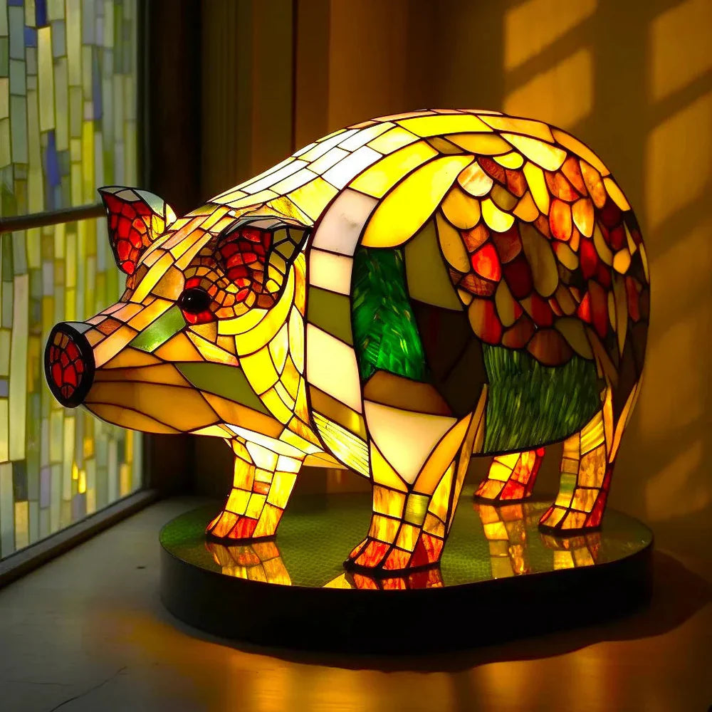 Lampa artystyczna Vitrafauna dla miłośników sztuki z kolorowymi szklanymi motywami | Lersk