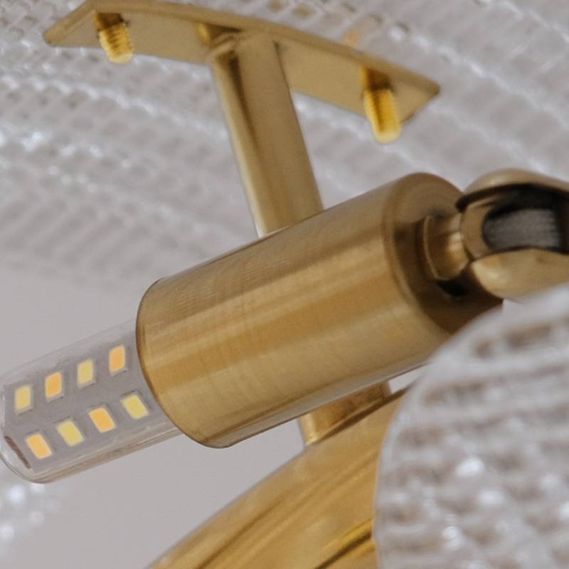 Moderner Glas-Blatt-Kronleuchter mit luxuriösem Gold-Finish | Lersk