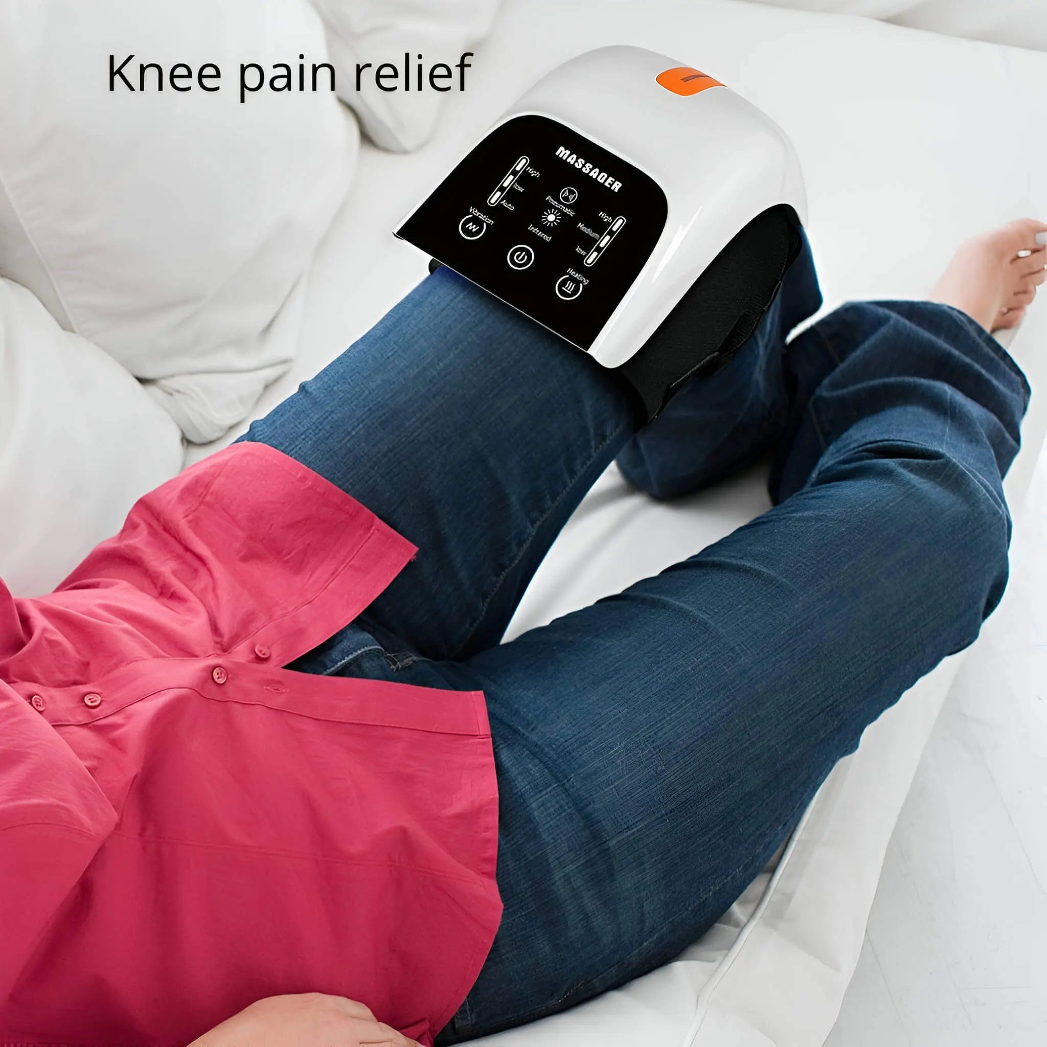 Appareil de massage pour genoux avec pétrissage par airbag, thérapie par chaleur et lumière rouge pour usage domestique | Lersk