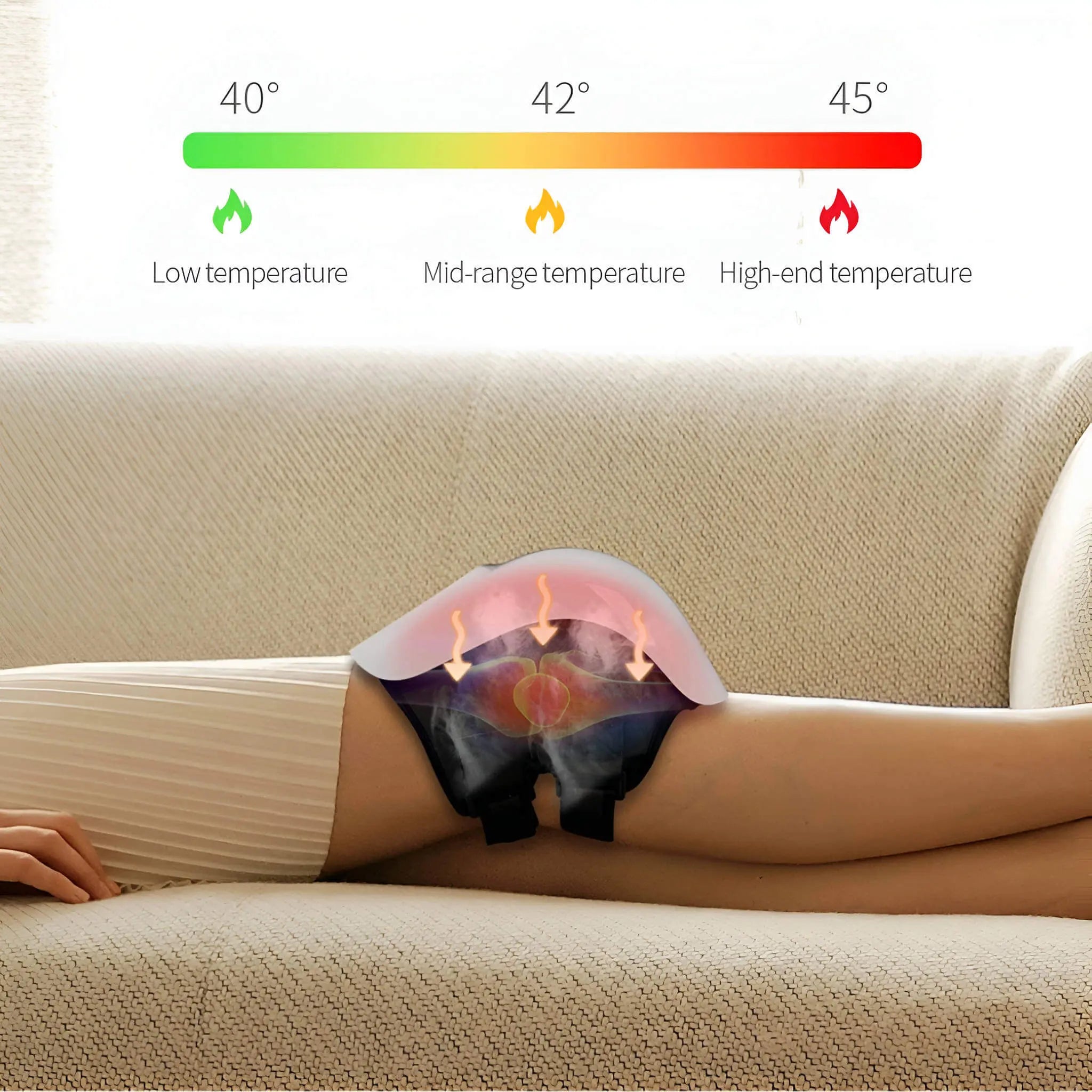 Appareil de massage pour genoux avec pétrissage par airbag, thérapie par chaleur et lumière rouge pour usage domestique | Lersk