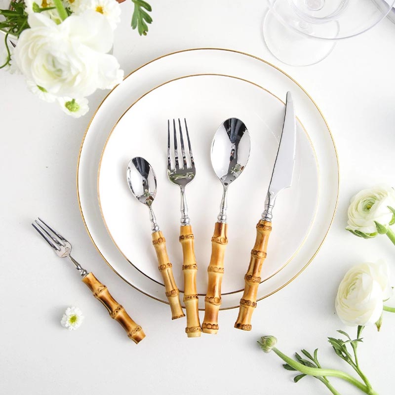 Premium Eco Bamboo and Stainless Steel Cutlery Set Deluxe | Lersk