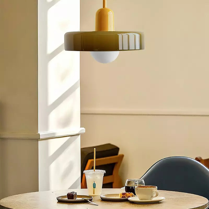 Aurelo Colored Glass Bauhaus Pendant Light for Dining Rooms | Lersk