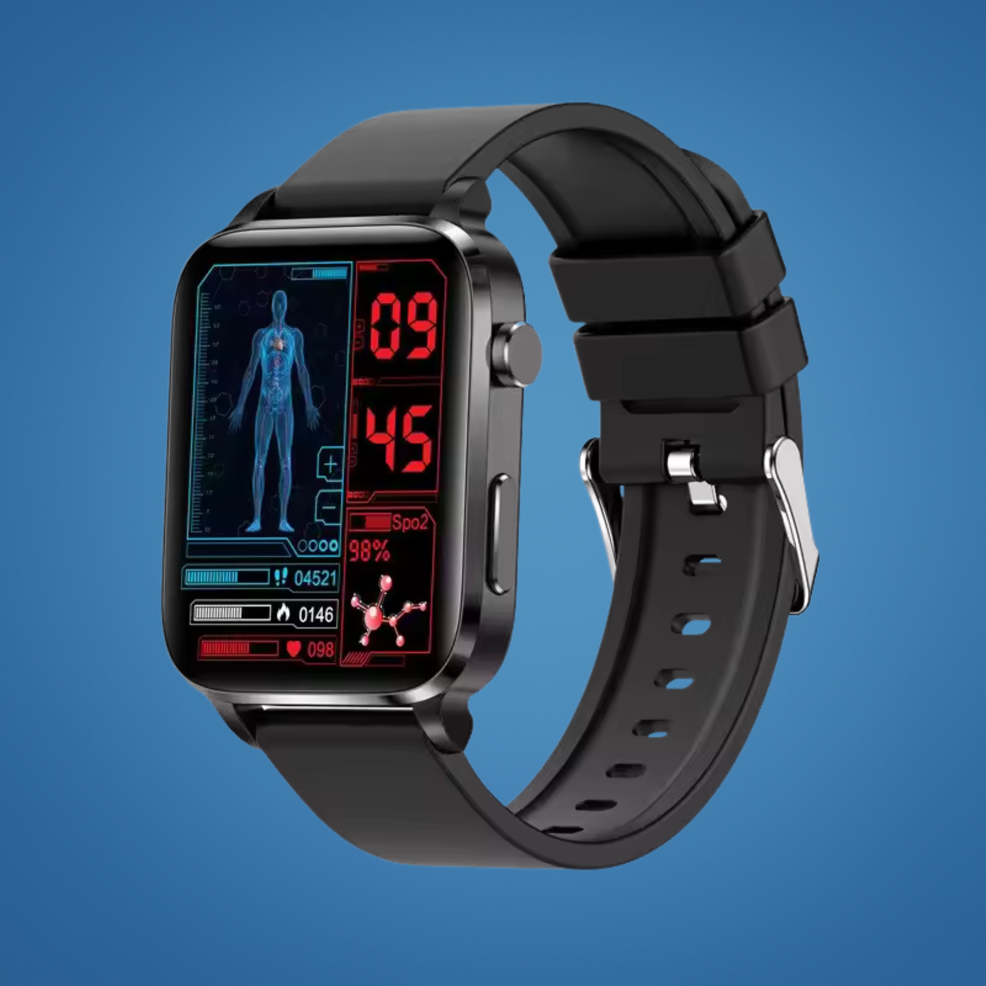 GlucoWell Nicht-invasive Diabetes-Smartwatch mit Blutzuckermonitor und HD-Display für schmerzfreies Glukose-Tracking bei Erwachsenen | Lersk