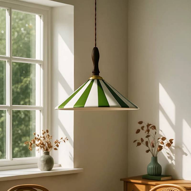 Striped Pendant Light – Retro Cone Ceiling Fixture For Dining And Living Spaces | Lersk