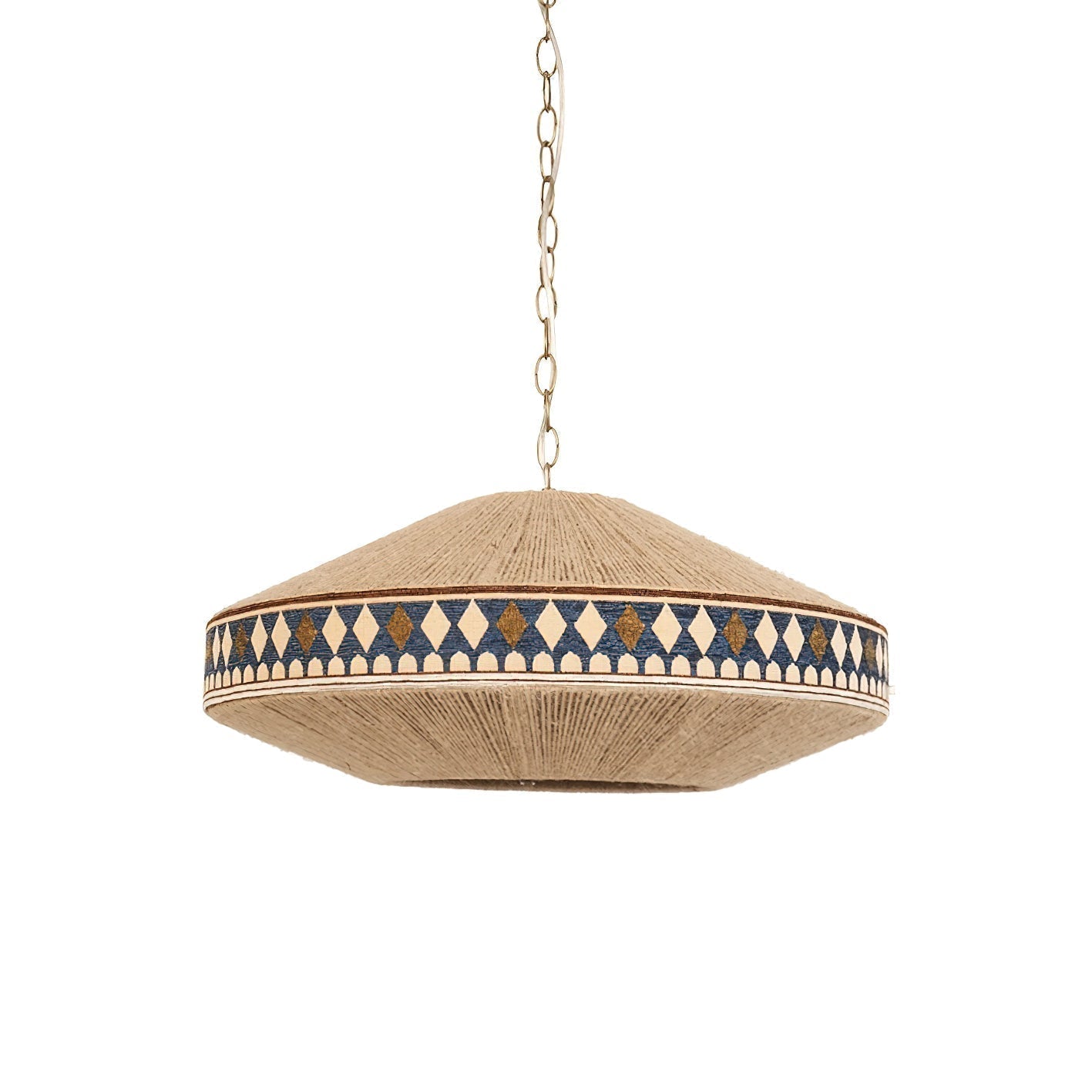 Závěsná lampa Astraea Boho s třásněmi a geometrickým vzorem | Lersk