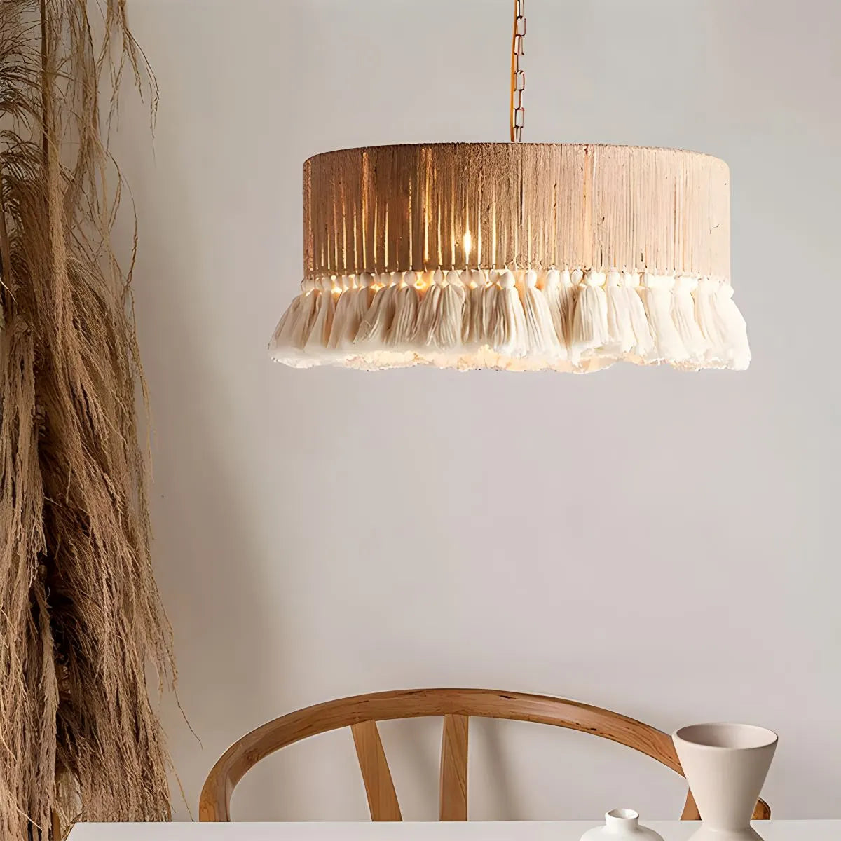 Boho Vintage Twine Fringe Pendant Light | Lersk