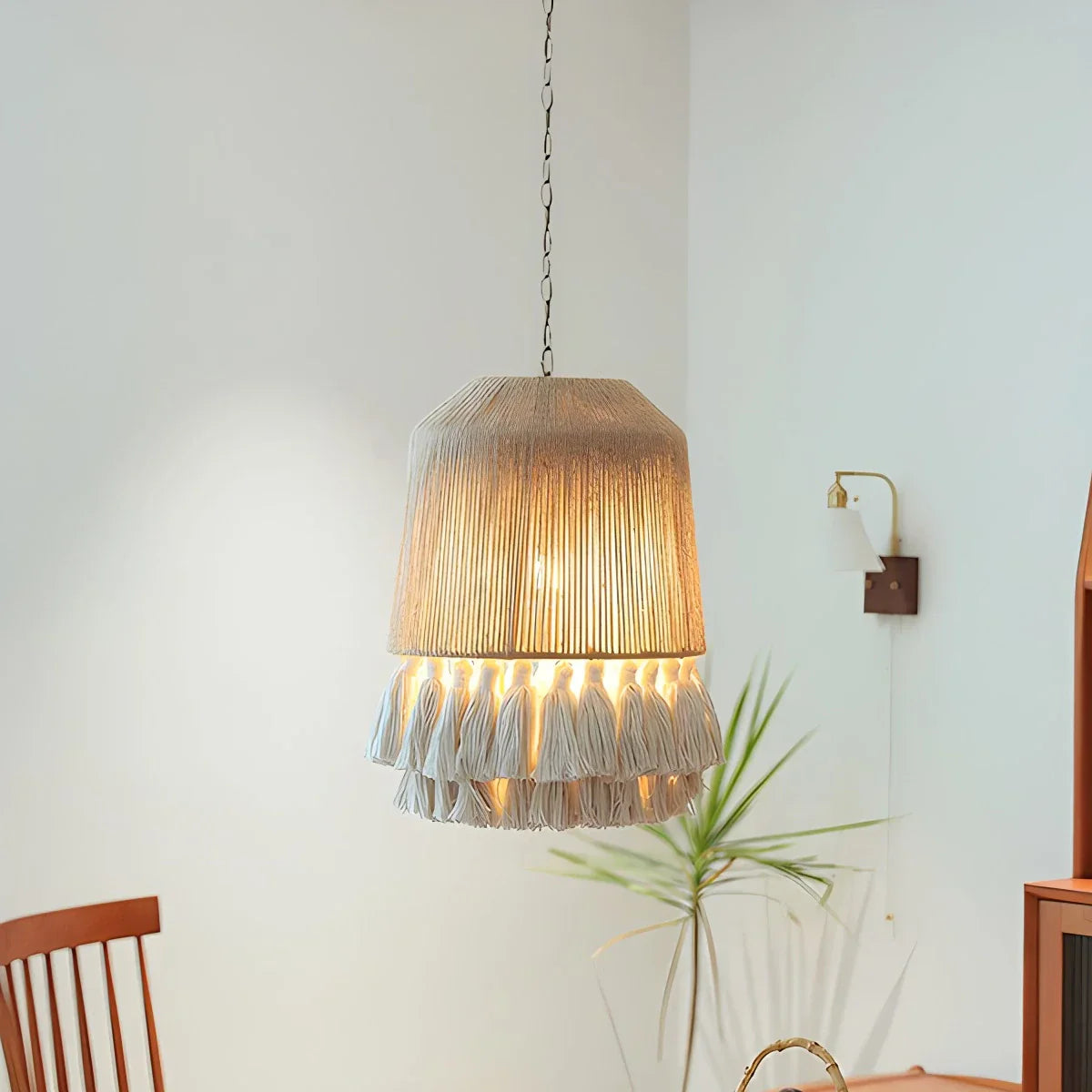 Boho Vintage Twine Fringe Pendant Light | Lersk