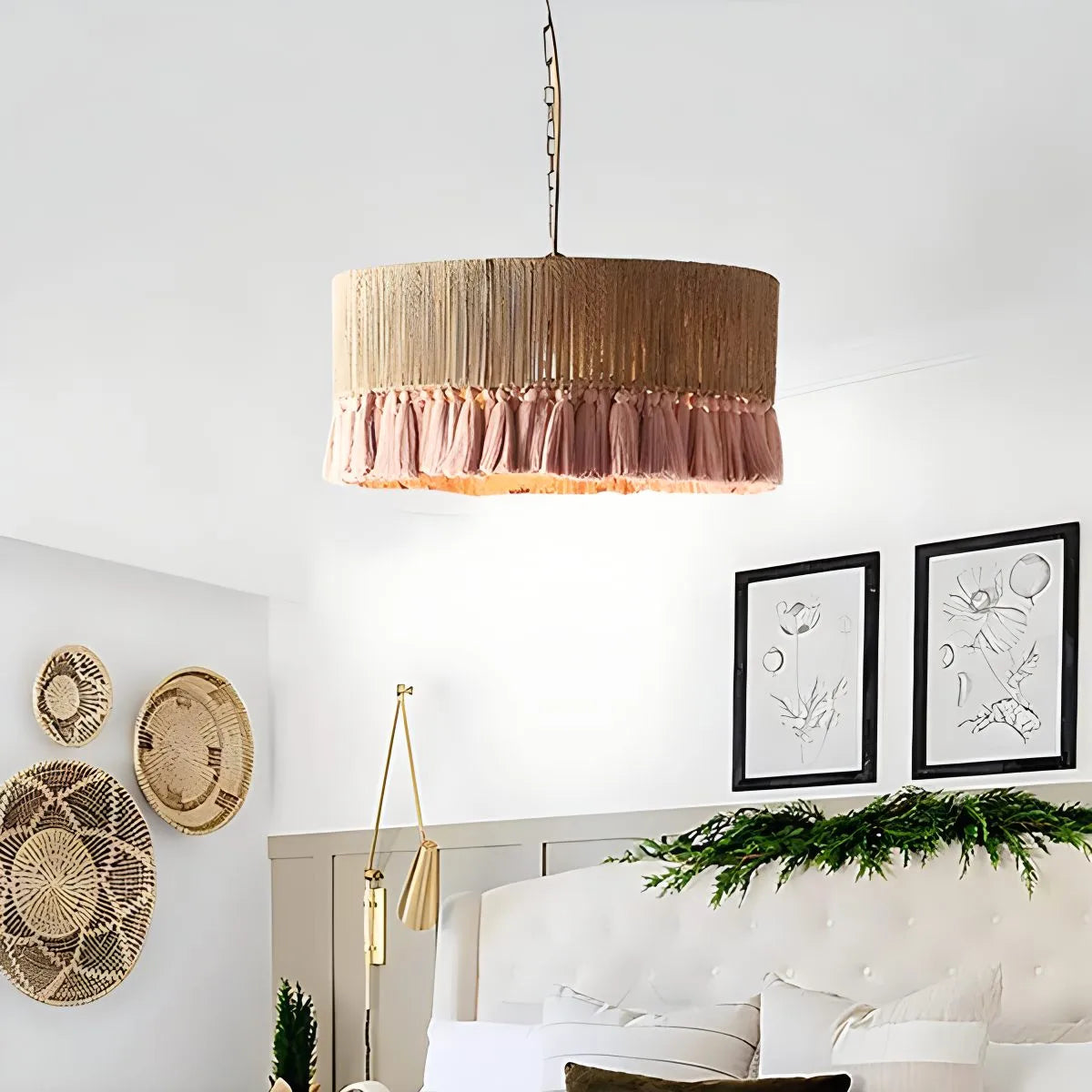 Boho Vintage Twine Fringe Pendant Light | Lersk
