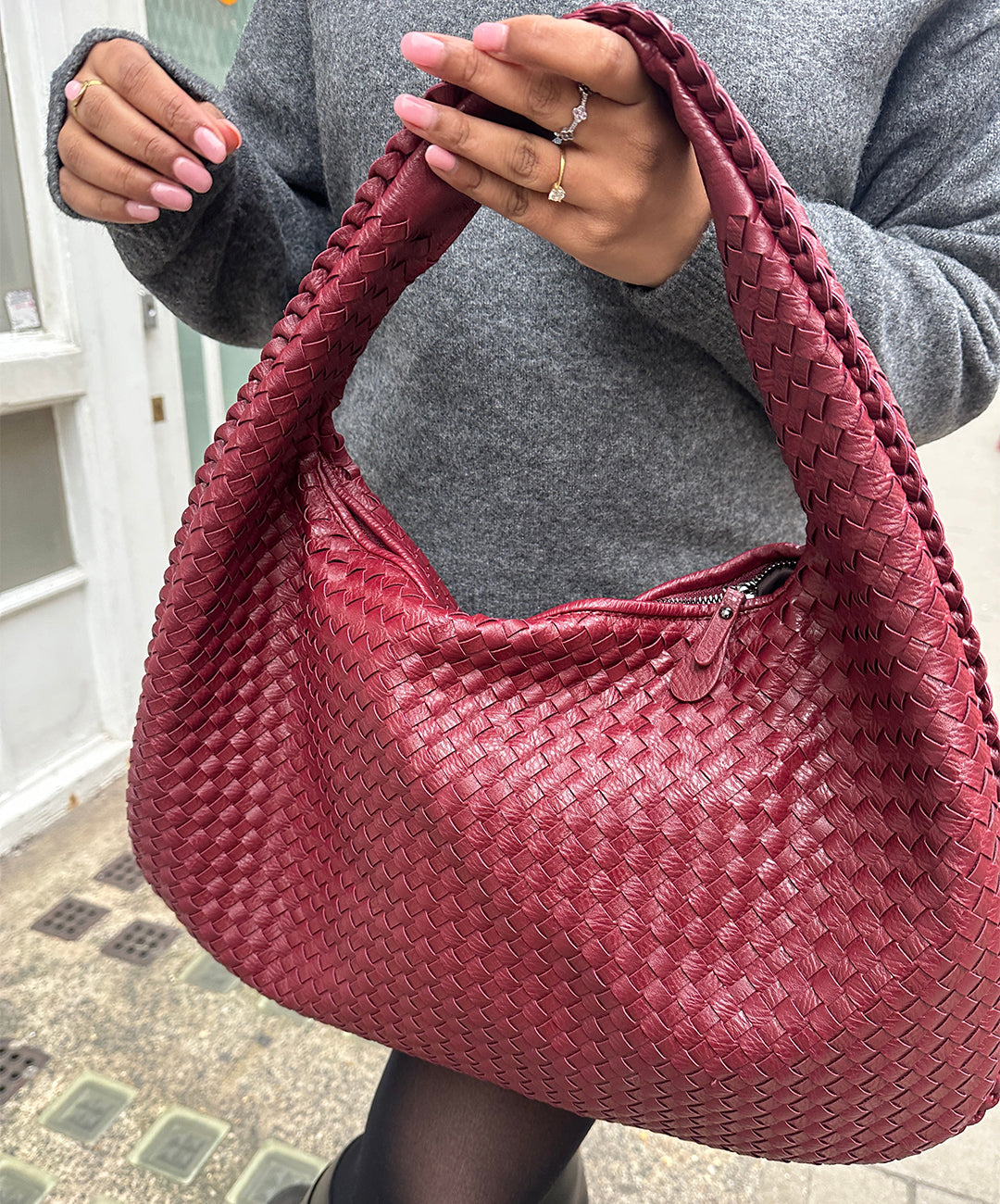 Borsa Hobo ElyraNova Crimson in Pelle Vegana 47x32x21cm
