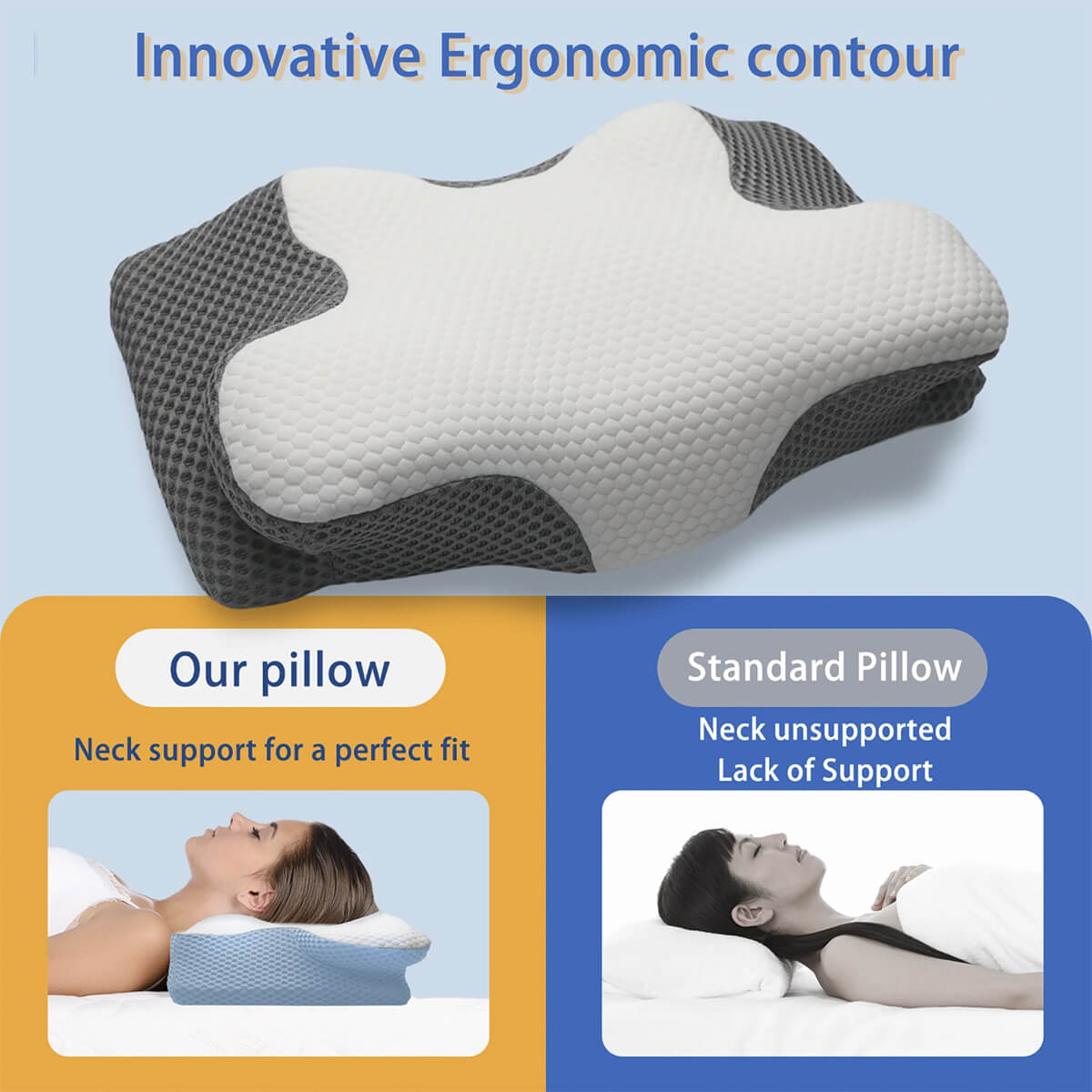 SomniCurve Cervical Memory Foam Pillow With Cooling Cover | Lersk