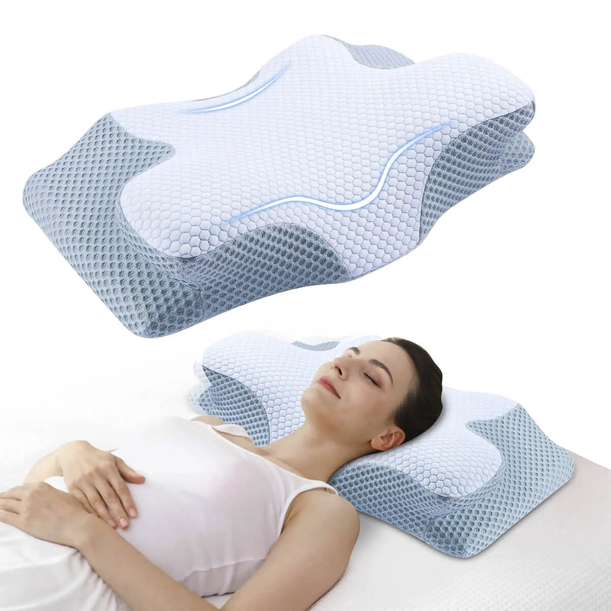 SomniCurve Cervical Memory Foam Pillow With Cooling Cover | Lersk