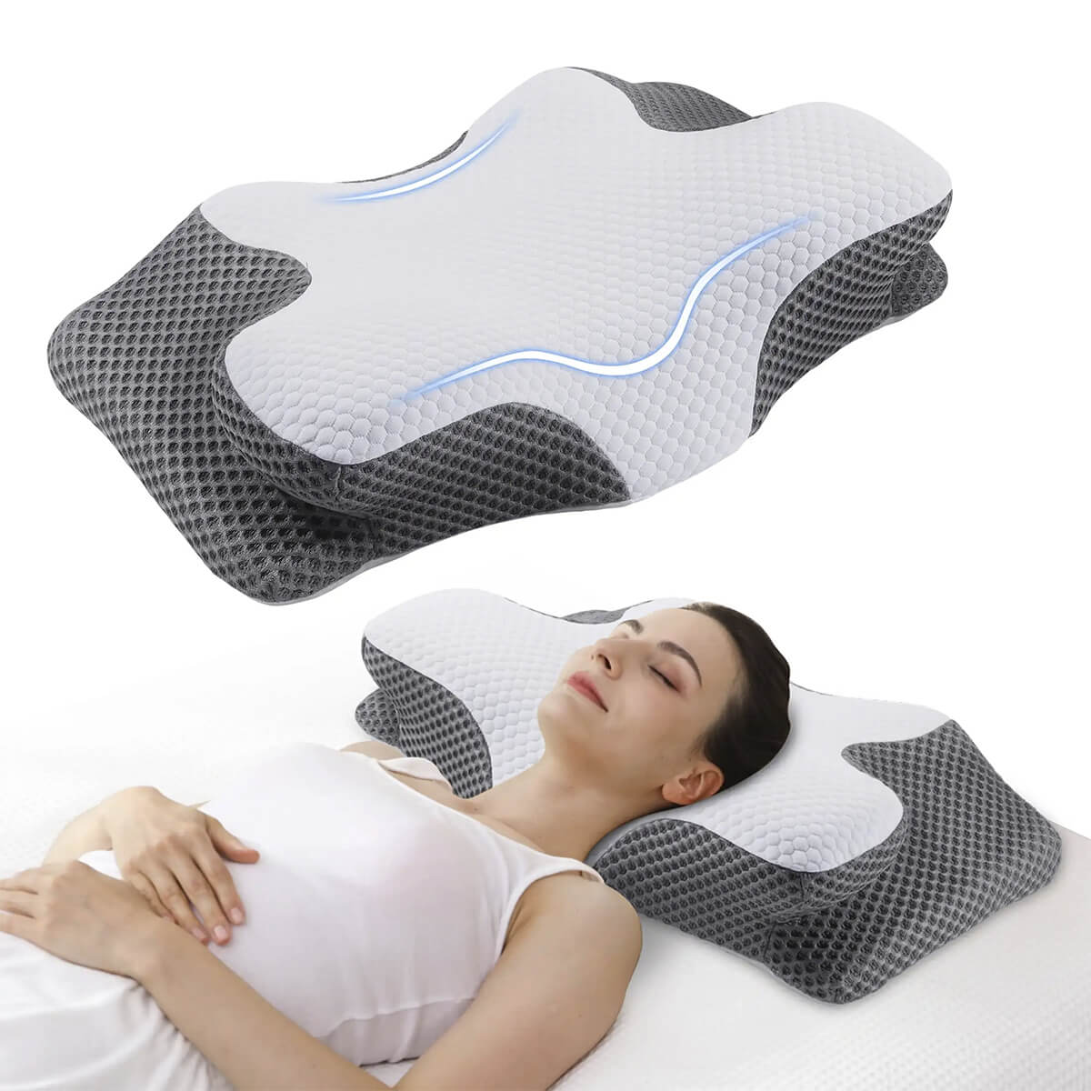 SomniCurve Cervical Memory Foam Pillow With Cooling Cover | Lersk
