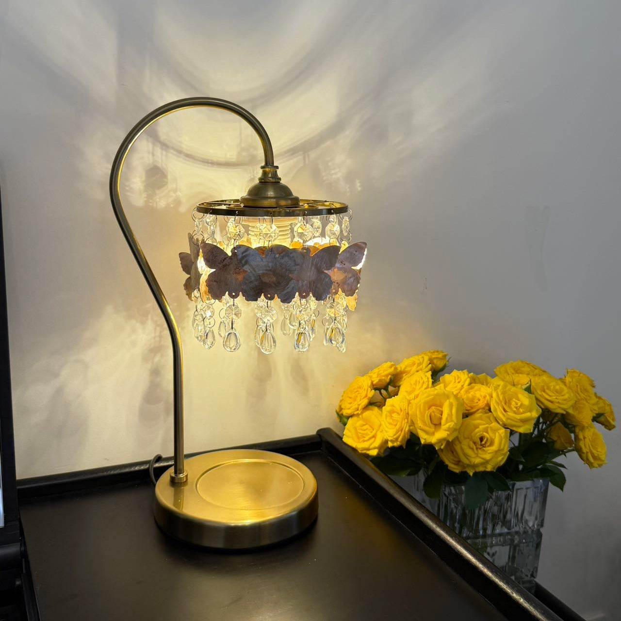 Crystal Table Lamp With Butterfly Detail - Decorative Statement Lighting | Lersk