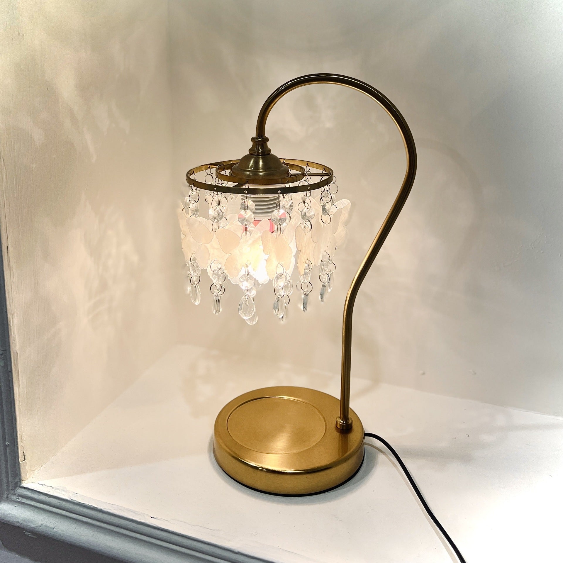 Crystal Table Lamp With Butterfly Detail - Decorative Statement Lighting | Lersk