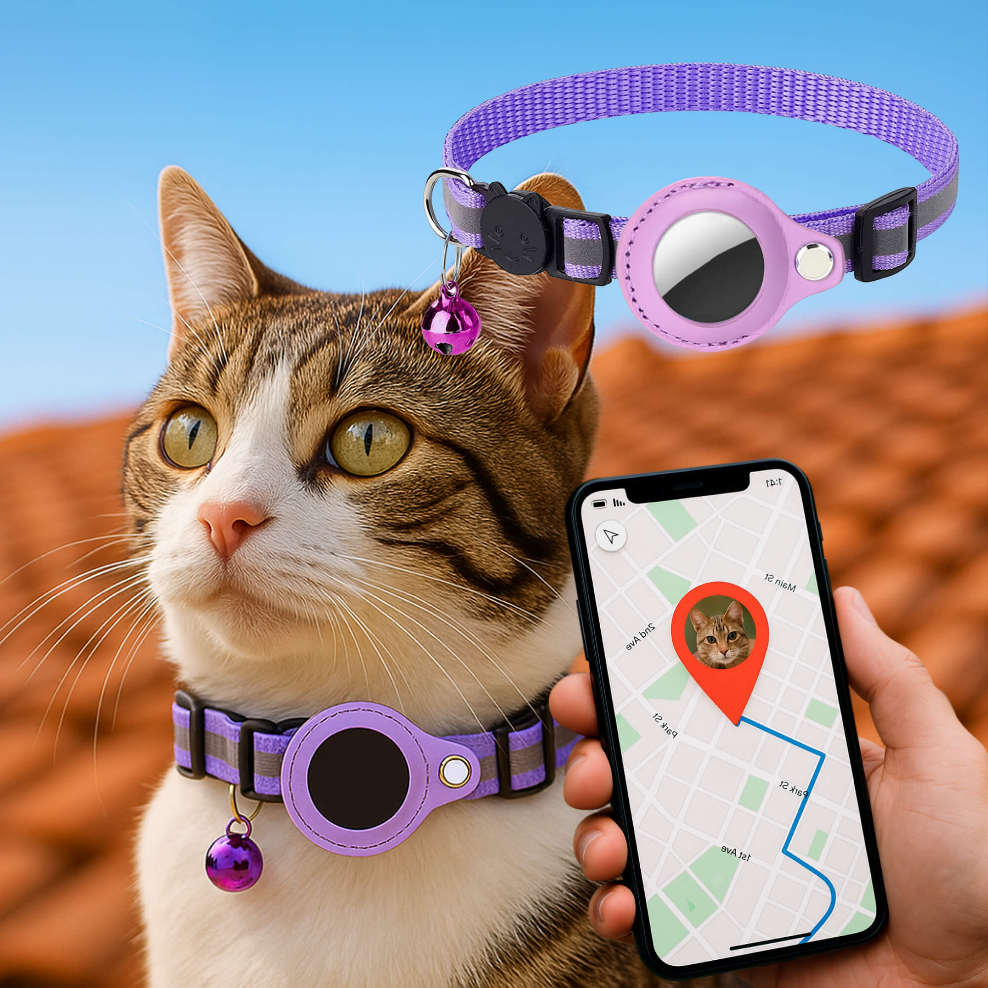 Durable Reflective Quick-Release Feline GPS Tracker Collar | Lersk
